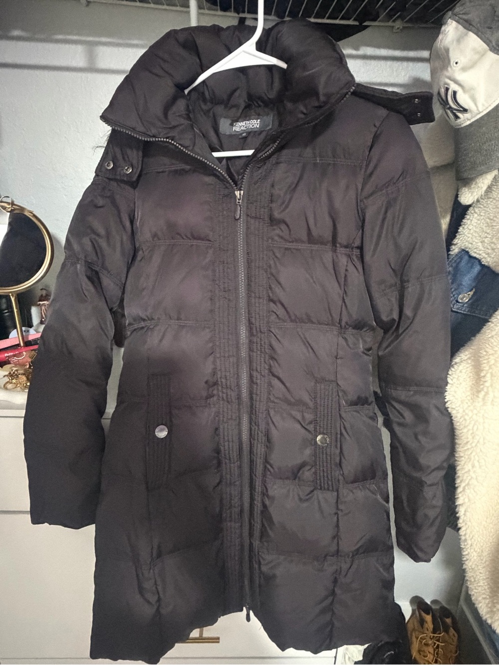 Kenneth Cole Reaction Women's Dark Quilted Long Puffer Coat